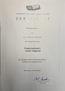 Zertifikat Akademie der deutschen Medien I